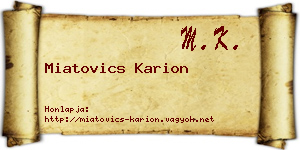 Miatovics Karion névjegykártya
